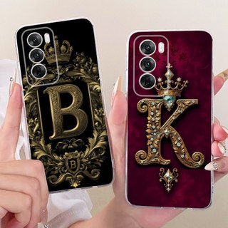 Dành Cho Oppo Reno 12 5G Ốp Lưng CPH2625 Chữ Cái Ban Đầu Thời Trang Vương Miện Mềm Silicon Mỏng Bảo Vệ Cho Reno12 Pro CPH2629 Vỏ