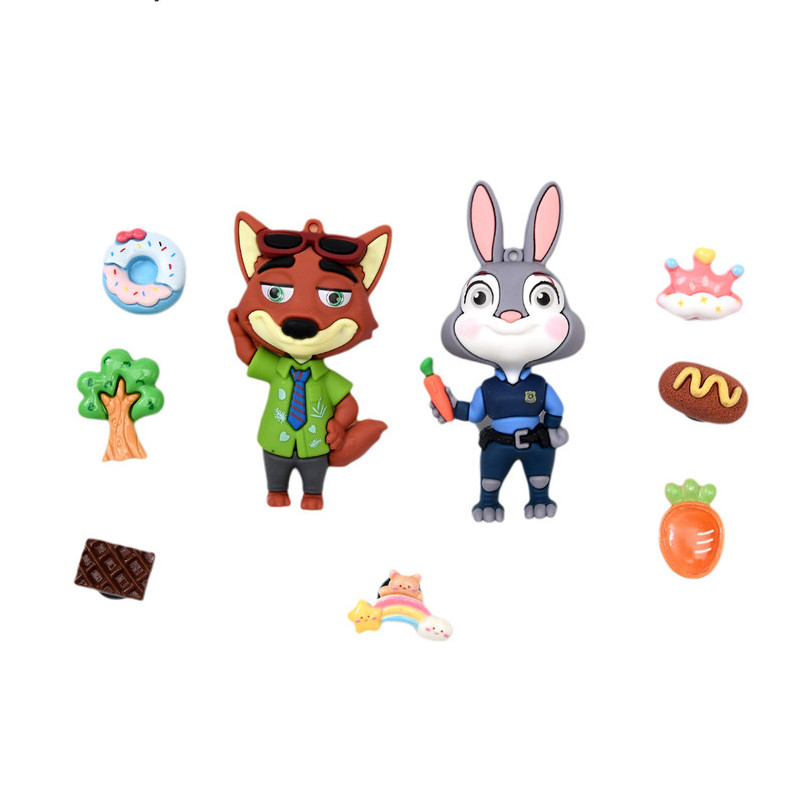 Phụ kiện khóa giày Crocs tự tháo rời hình hoạt hình Judy & Nick dễ thương, phù hợp cho giày lỗ, phụ kiện DIY ba chiều