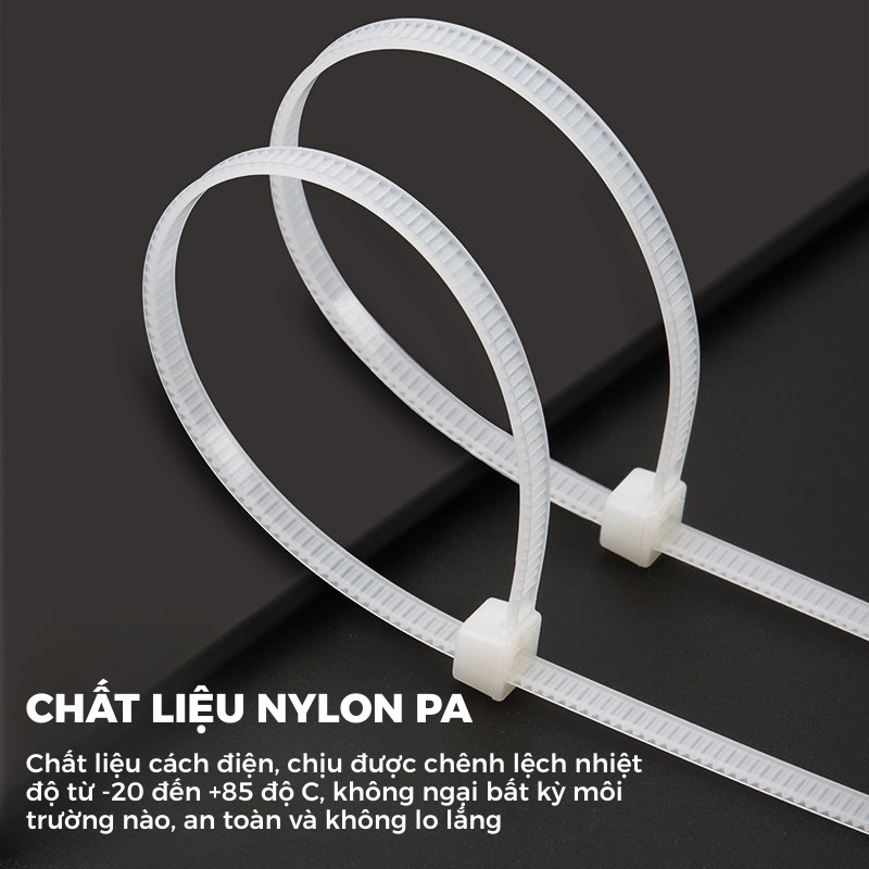 Dây rút nhựa đa năng, bó 200 sợi 25cm - Dây thít nhựa cỡ lớn, bền bỉ, ứng dụng rộng rãi cho mọi nhu cầu