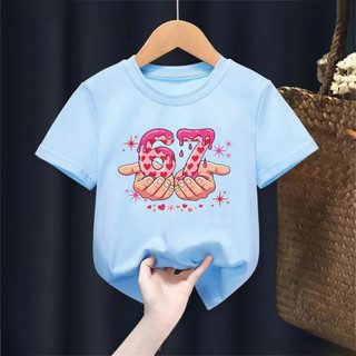 Trẻ Em Brainrot Six Seven 67 Graphic Tee Vui Nhộn In Hình Hoạt Hình Áo Sơ Mi Tay Ngắn