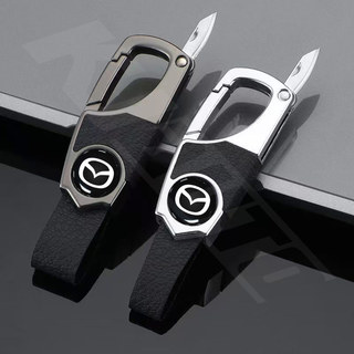 Xe Mazda Móc Khóa Da Chìa Khóa Fob Giá Đỡ Với Ẩn Mini Dao Kim Loại Móc Chìa Khóa Cho Xe Mazda 3 2 5 CX3 RX8 BT50 323 CX8 CX30 RX7 626 CX7 NX5 CX9 Phụ Kiện