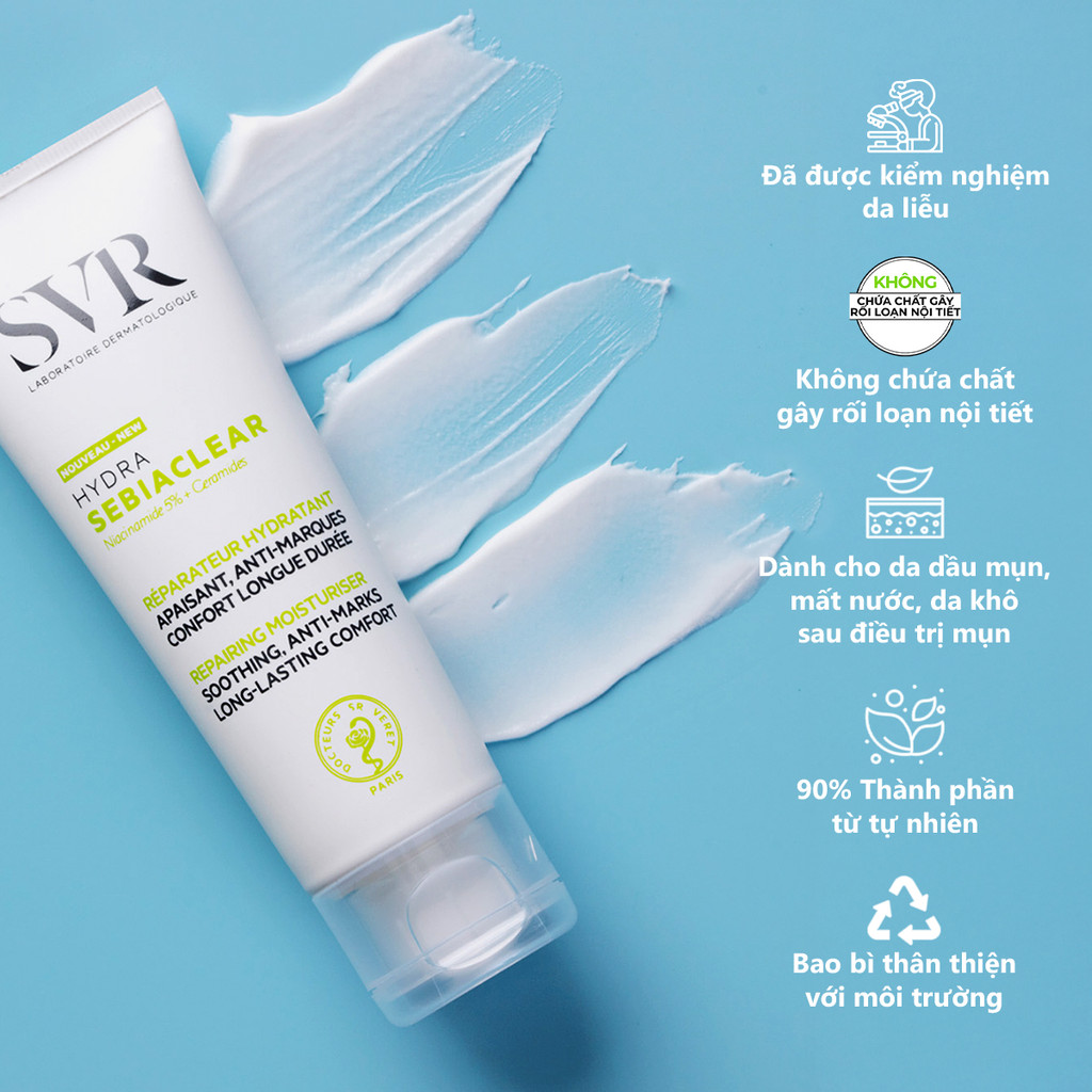 Combo giảm mụn, dưỡng ẩm SVR Sebiaclear Serum 30ML và Sebiaclear Hydra 40ML (CBG13)