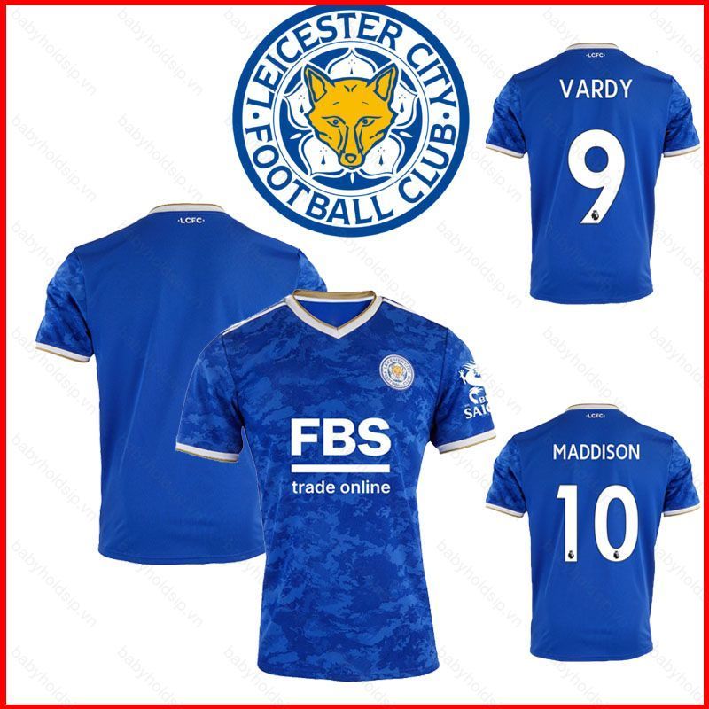 Áo thun bóng đá Leicester City F.C. Premier League 2021-22 - Dáng Rộng với Hình In Cầu Thủ Vardy &amp; Maddison