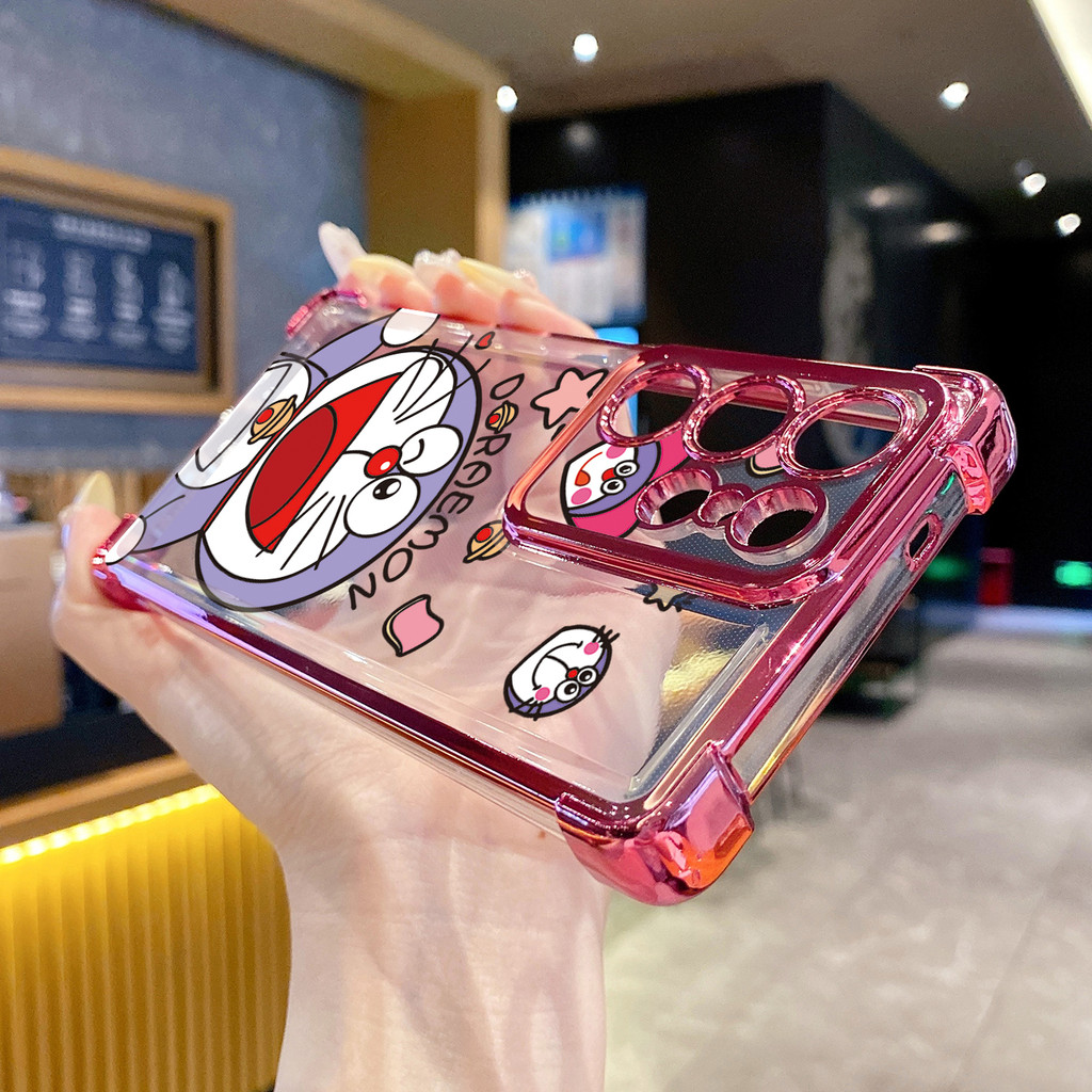 Tương thích với Samsung Galaxy S25 S24 S23 Ultra S22 Plus S21 FE S20 Cool Doremon Clear Mạ Case Chống rơi FD