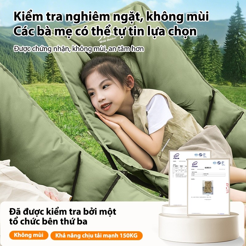 ghế gấp gọn Được nhồi bằng cotton 3cm, thoải mái và mềm mại, Tựa lưng có thể điều chỉnh，Tải trọng 150kg