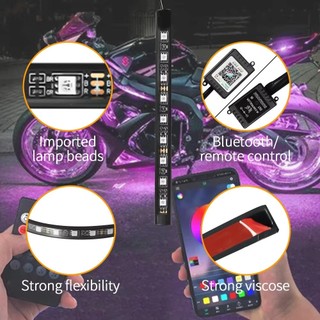 Đèn Led Xe Máy Khí Quyển Trang Trí Xung Quanh Dải Đèn Neon Đèn Linh Hoạt RGB APP 12V Cho Harley Yamaha Kawasaki Suzuki