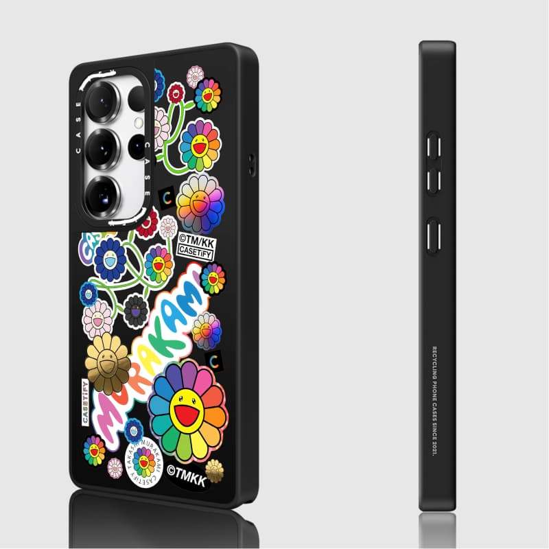 Ốp lưng CASECASE X FLOWERS STICKER MANIA Matte Black & Sliver Mirror Vỏ hút từ tính Samsung Galaxy S26 S25 S24 S23 Ultra Plus Mặt sau cứng có hộp khắc logo