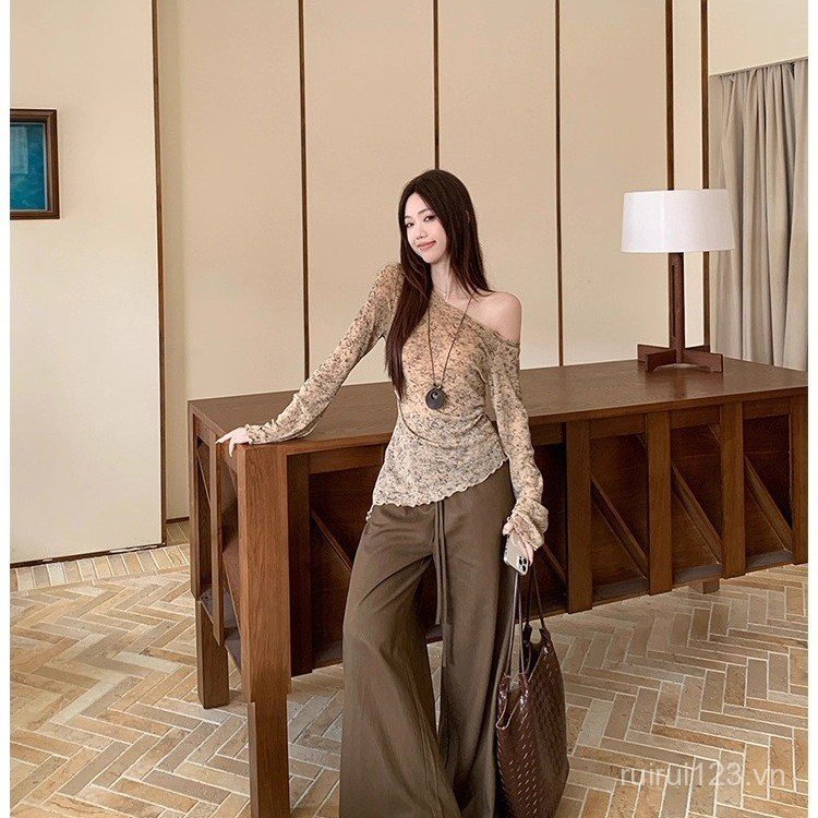 Áo thun dài tay đeo vai xiên thời trang dành cho nữ