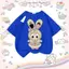 Áo Thun Gái, Dáng Rộng, Cổ Tròn, In Búp Bê, Màu Xanh Lá, Ngắn Tay, Chất Cotton, Mùa Hè