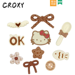Phụ kiện khóa giày hoa hoạt hình Miffy màu be, tháo rời, trang trí cho Crocs, Busch, Zhibixing, ins