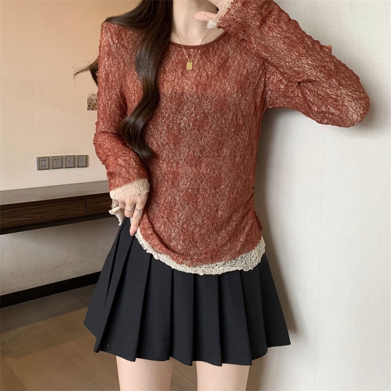 Milyfashion Ba Lê Phong Cách Ren Hai Lớp Xếp Ly Thiết Kế Không Đều Cảm Thấy Màu Sắc Phù Hợp Với Ren Trong Suốt