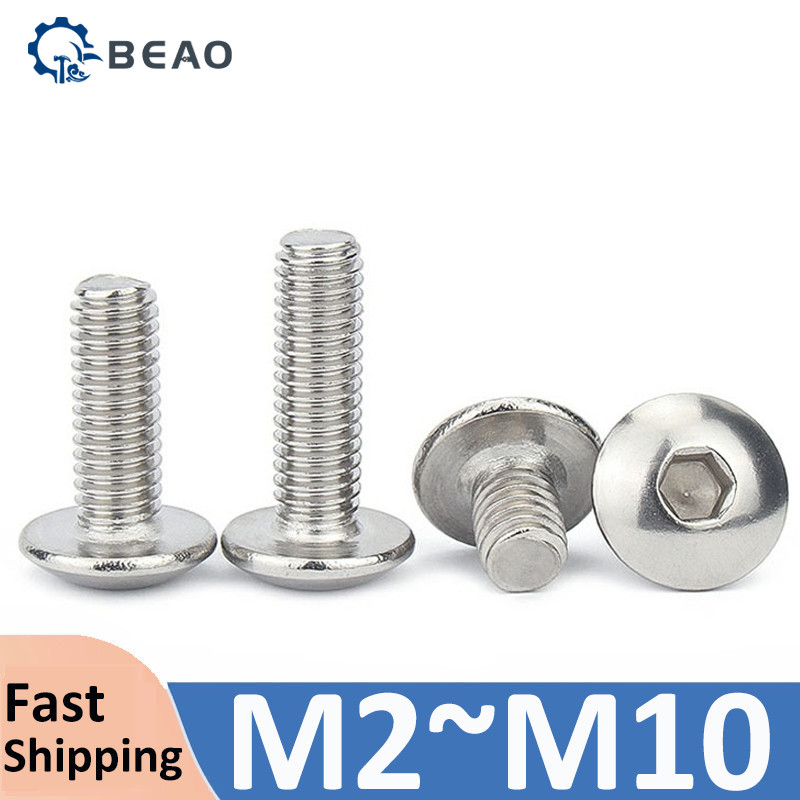 M2 M2.5 M3 M4 M5 M6 M8 M10 304 Thép Không Gỉ Lục Giác Ổ Cắm Vít Đầu Phẳng Tròn Lớn Chữ Thập Vít Bu Lông