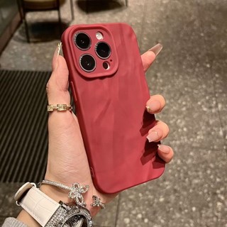 3D sóng nước, iPhone 11/12/13/XR/14/15/16/17/7/XR/XS Pro Max Plus, màu đơn, vỏ điện thoại cao cấp, chất liệu da mềm mại