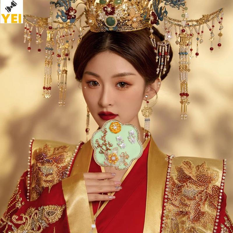 < YEI > Quạt Lu Tốt Trung Quốc Đám Cưới Quạt Hoa Cầm Tay Có Dép Cổ Tinh Tế Mặt Dây Chuyền Quà Tặng Mới