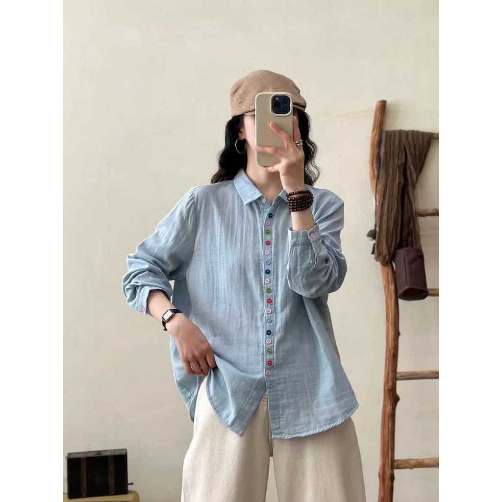 <![CDATA[Áo sơ mi nữ 100% cotton dài tay màu mới]]>