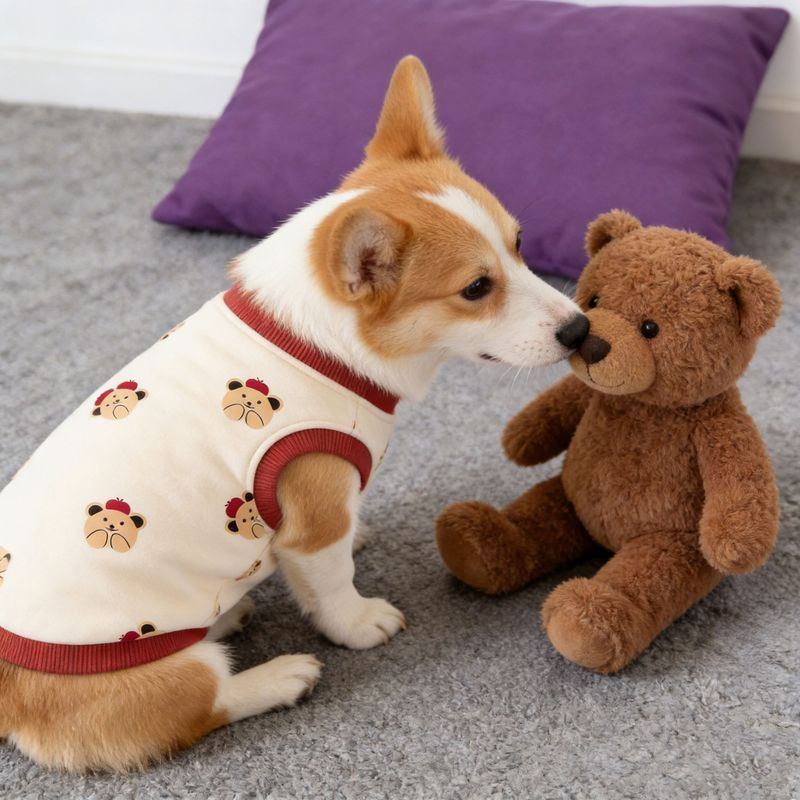 Quần áo cho chó cưng Siêu dễ thương In hình gấu Apple thân thiện với da Áo Vest thoải mái cỡ vừa Chó Corgi Shiba Inu Chiến đấu Pháp