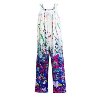 <![CDATA[Áo Jumpsuit Quần Ống Rộng Plus Size Phong Cách Phương Tây, Họa Tiết Mát Mẻ Cho Xuân Hè]]>