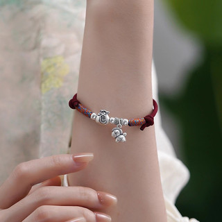 Vòng tay bạc sterling phong cách Trung Hoa màu đỏ - Quà tặng sang trọng
