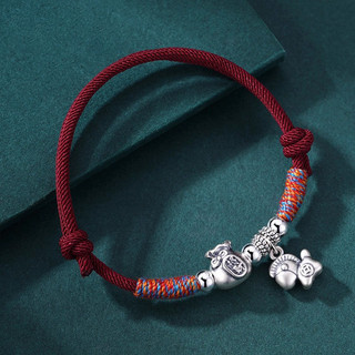 Vòng tay bạc sterling phong cách Trung Hoa màu đỏ - Quà tặng sang trọng