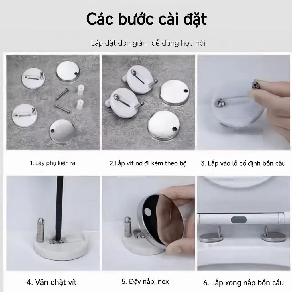 【COD】Bộ phụ kiện thay thế nắp bồn cầu thông dụng, bao gồm đầy đủ bu lông, kẹp, giúp lắp đặt nhanh chóng, chắc chắn.