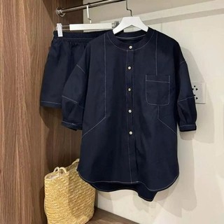 Set Áo Tay Bồng Chỉ Nổi Kèm Quần Short Trẻ Trung, Set Đồ Nữ Ngắn kiểu dáng basic Hoadanbistore