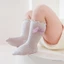 0-3 Tuổi Bé Gái Tập Đi Tất Dài Có Nơ Mỏng Mùa Hè Dễ Thương Frilly Mềm Mại Thoáng Khí Đầu Gối Tất Cao