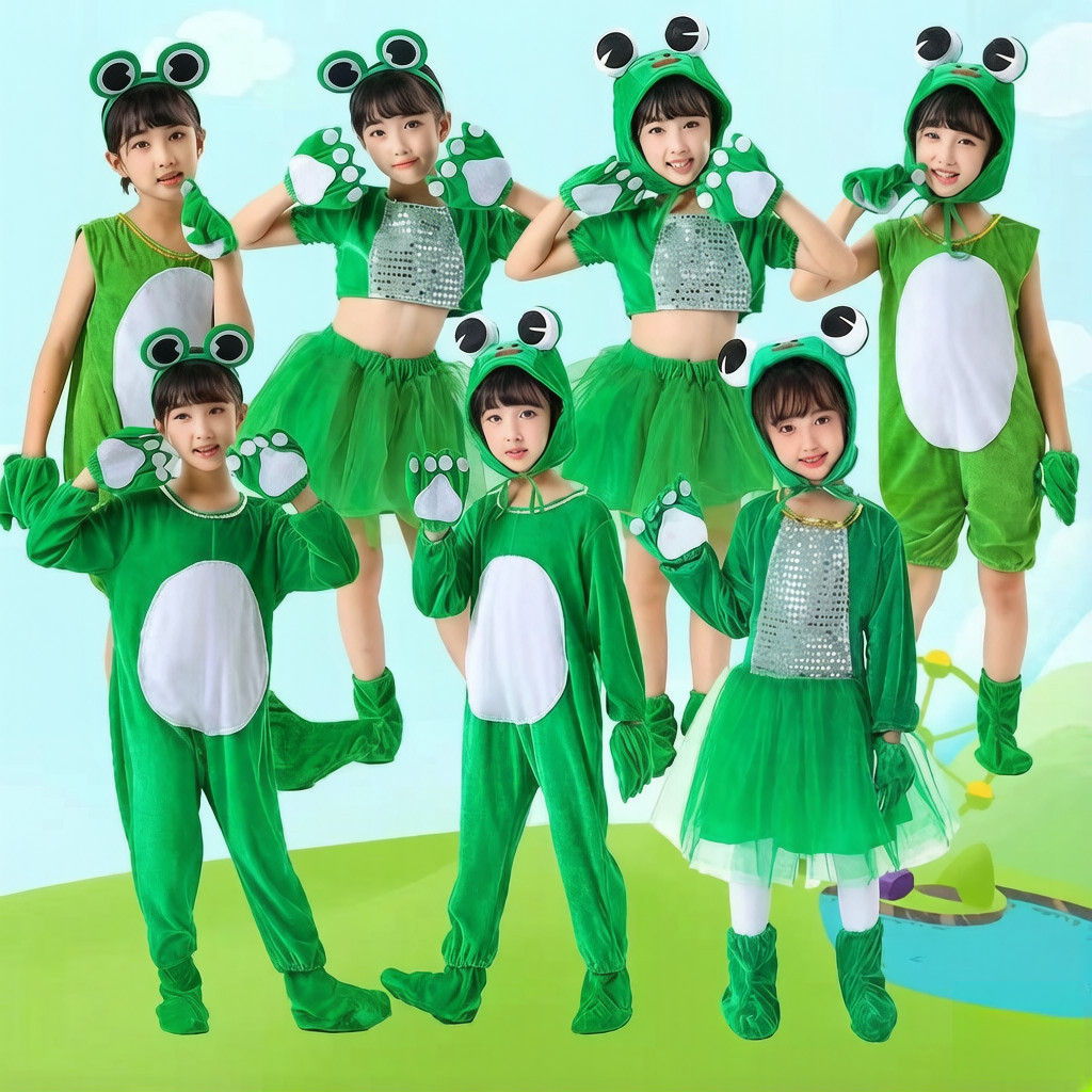 💕Chỗ💕 Trẻ Em Ếch Động Vật 3-12 Tuổi Trang Phục Quần Áo Cho Bé Gái Trới Lạ Halloween Giáng Sinh