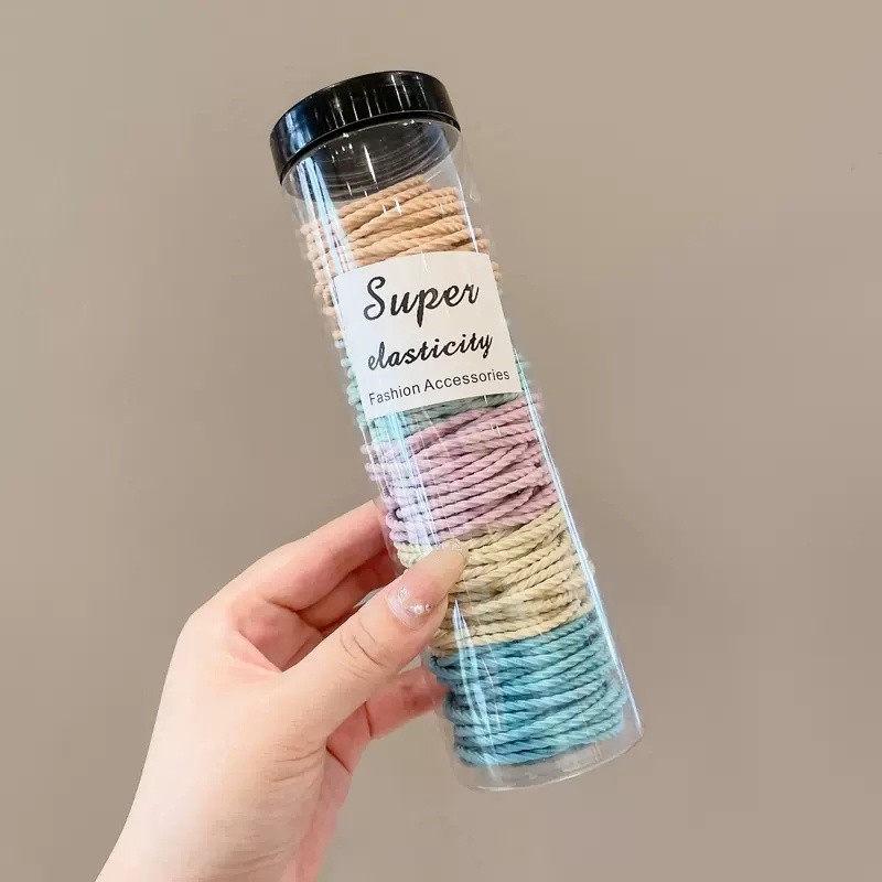 Hộp 100 dây chun cột tóc co dãn tiện lợi phong cách hàn quốc