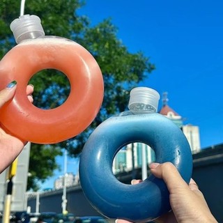 Bình Uống DAYBREAK, Bình Nước Du Lịch Trong Suốt Donut Trẻ Em, Chống Rơi Dễ Thương Chống Rò Rỉ 350ML Bình Nước Thể Thao Nước Trái Cây Nước Giải Khát Chai