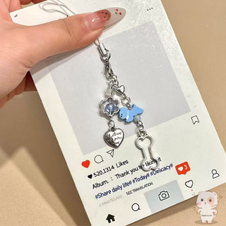 【Chamvn】Dây đeo điện thoại hình trái tim xương dành cho bé gái có họa tiết chú chó con đang chạy mặt dây chuyền hình