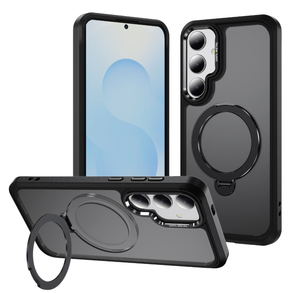 Ốp điện thoại giá đỡ xoay từ tính PC + TPU cho Samsung Galaxy S26 S25 S24 S23 Plus Ultra Skin Feel Transparent Backplane Vỏ thời trang chống rơi vân tay