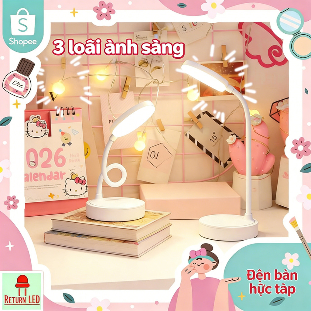 【🔥Rẻ】Đèn Học Để Bàn Chống Cận cắm điện, Bảo Vệ Mắt, Chế Độ Sáng Thông Minh.Hàng đẹp