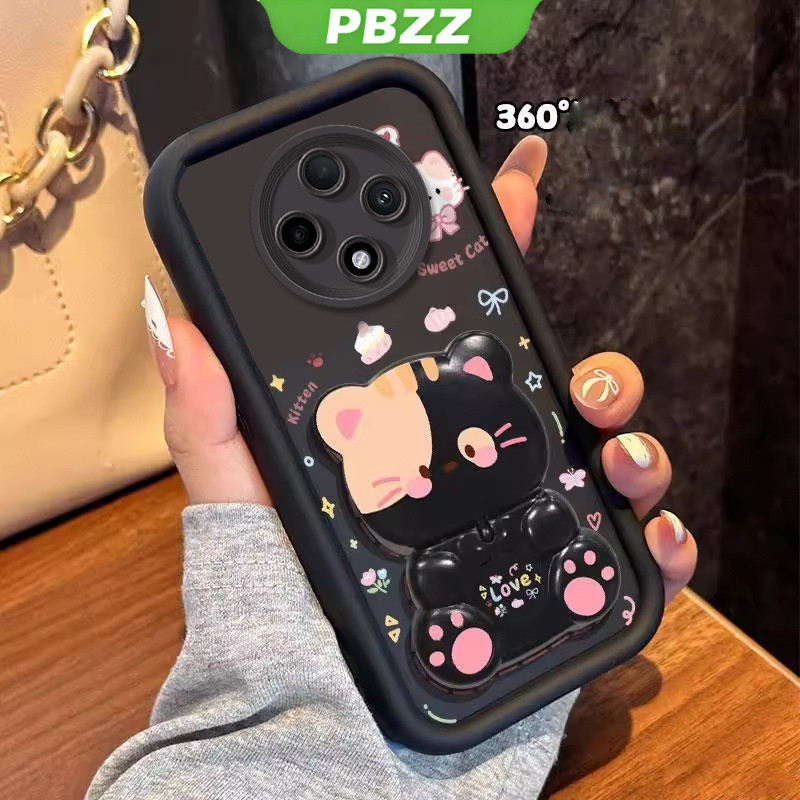 Ốp Lưng Cho redmi 14C 5G poco c75 c71 poco F7 M7 PRO 5G Vỏ Điện Thoại Vỏ Mềm Silicon Chống Sốc Thiết Kế Mới Thẩm Mỹ Mèo Hoạt Hình Có Giá Đỡ Cho Gương JTMMZJ01