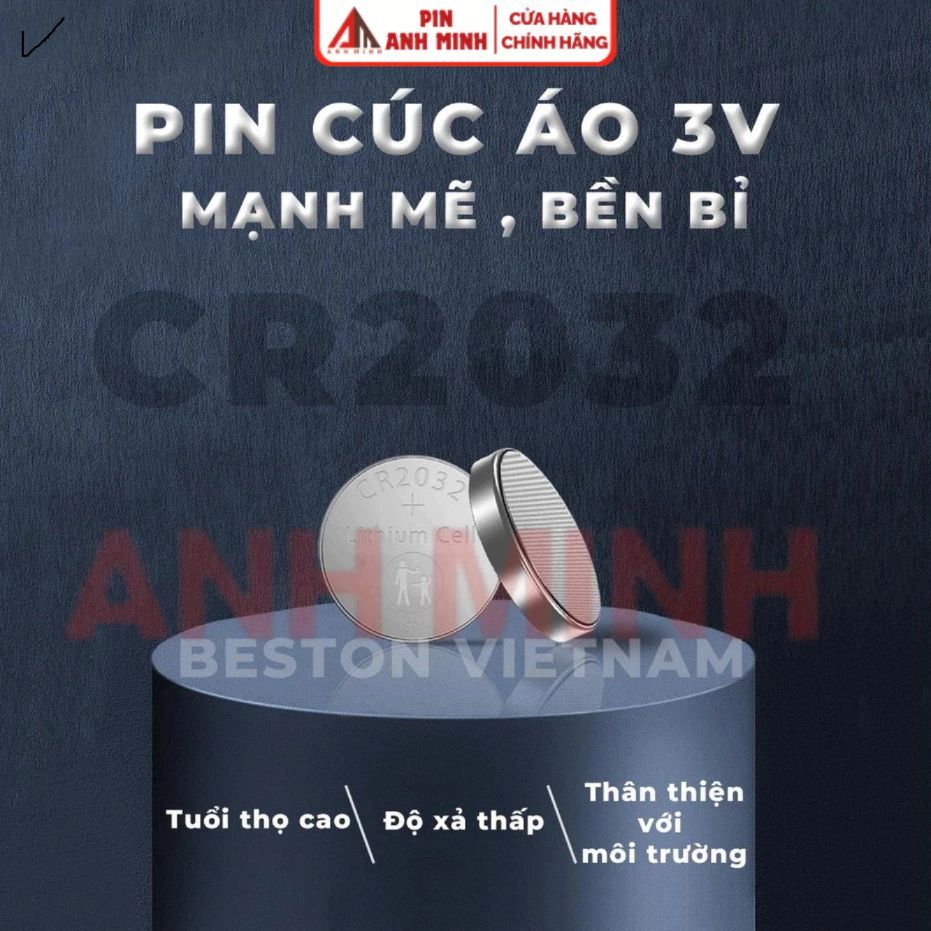Pin 3V CR2032 CR2025 CR2016 CR1632 CR2450 Beston thay khóa xe máy ôtô ,điều khiển từ xa...