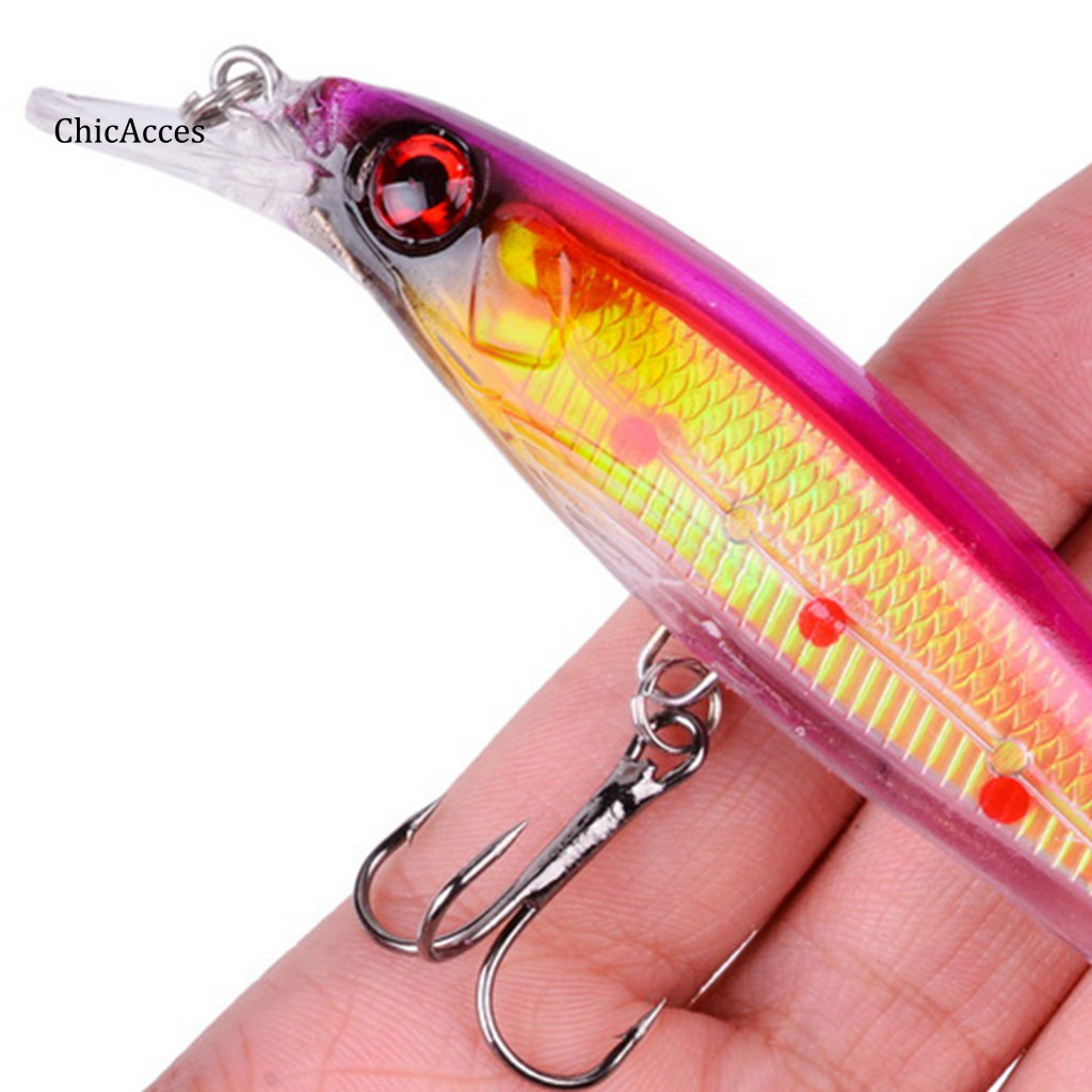 Mồi câu cá ChicAcces Minnow 11.2cm - Mồi bơi nhân tạo với móc sắc bén, phù hợp cho cả nước ngọt và nước mặn