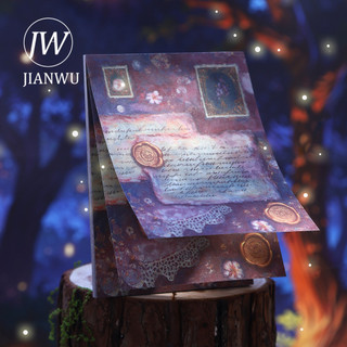 JIANWU Stardust Bí Mật Cuộn Series Vintage Hoa Phong Cảnh Cắt Kéo Sổ Lưu Niệm Chất Liệu Giấy Sáng Tạo Rác Tạp Chí Văn Phòng Phẩm