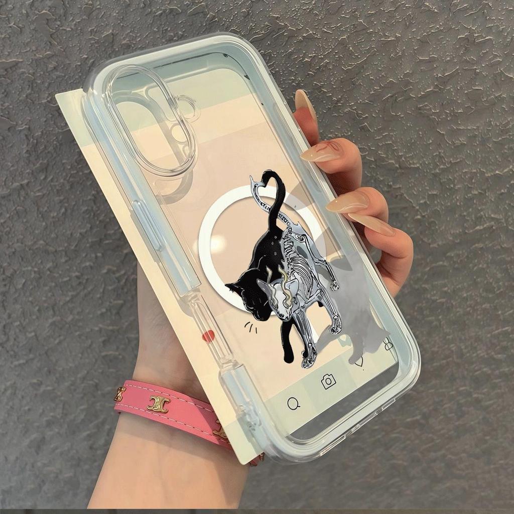 Máy móc mèo đen phù hợp với16vỏ điện thoại iPhone17Air ba trong một,hút từ14/13/11Pro
