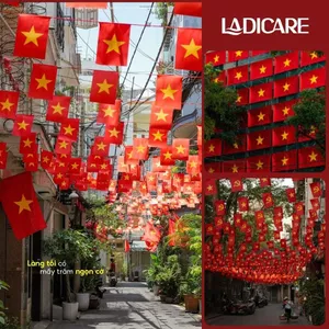 Cờ Việt Nam, cờ dây Sao Vàng & Đảng trang trí ngày lễ 30/4, 2/9 chất liệu lụa satin dày đẹp treo ban công, treo nhà