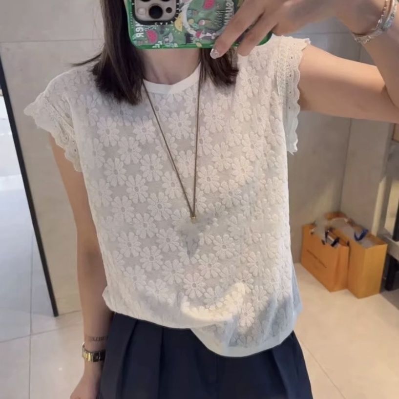 Áo thun nữ ngắn tay dệt kim, form ôm vừa vặn, phù hợp mùa hè