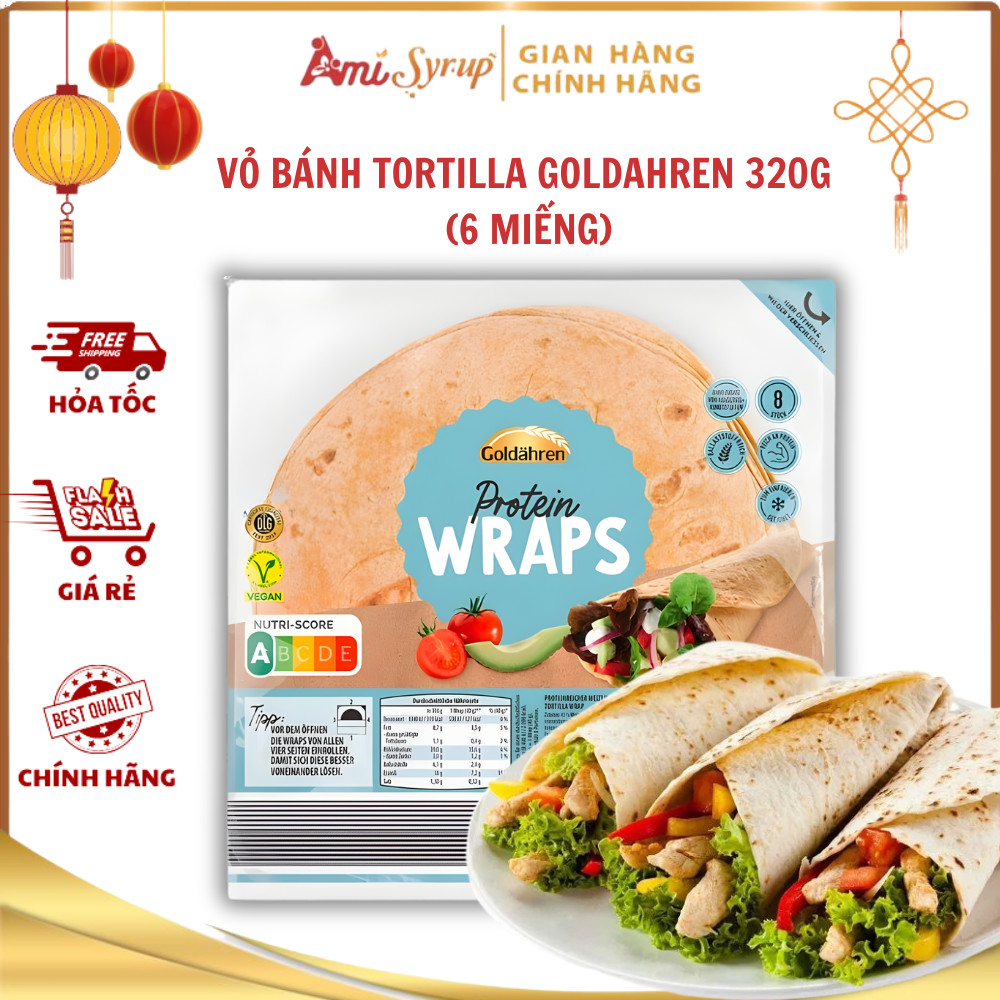 Vỏ Bánh Tortilla Goldahren 320g (6 Miếng), Mềm Dẻo Dễ Cuốn Thơm Ngon Chuẩn Vị Châu Âu