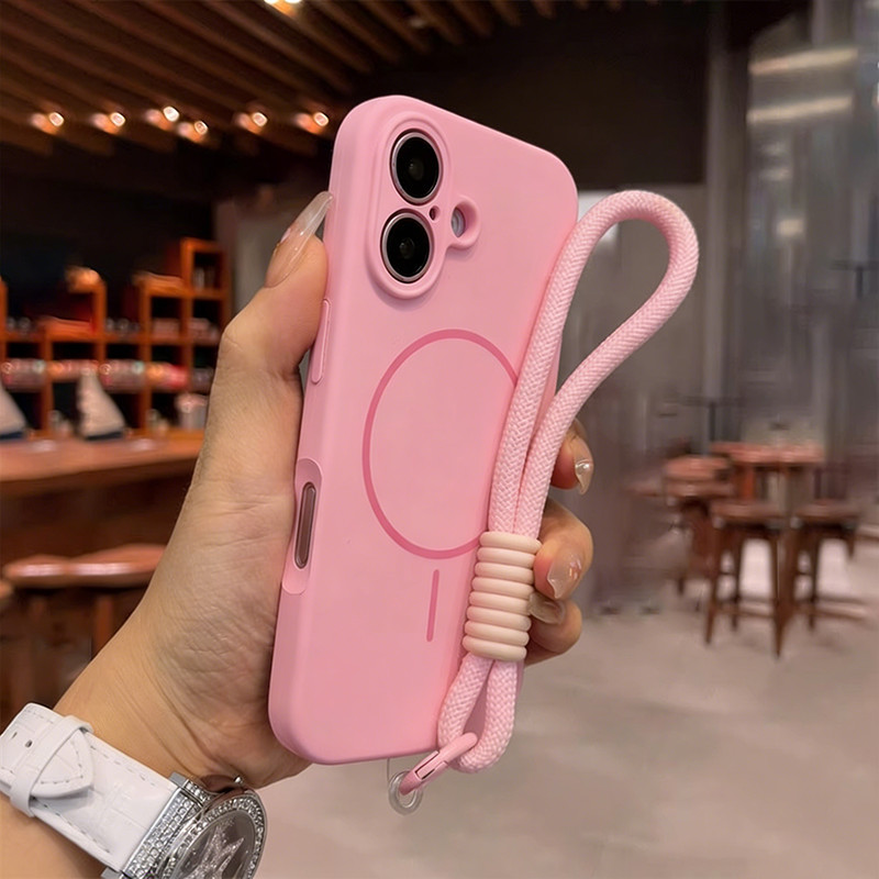 Ốp Lưng Silicon Nam Châm Cảm ứng Mềm Phù Hợp IPhone 17/16/15/14/13/12 Pro Max Ốp Mềm Chống Va đập Kèm Dây đeo