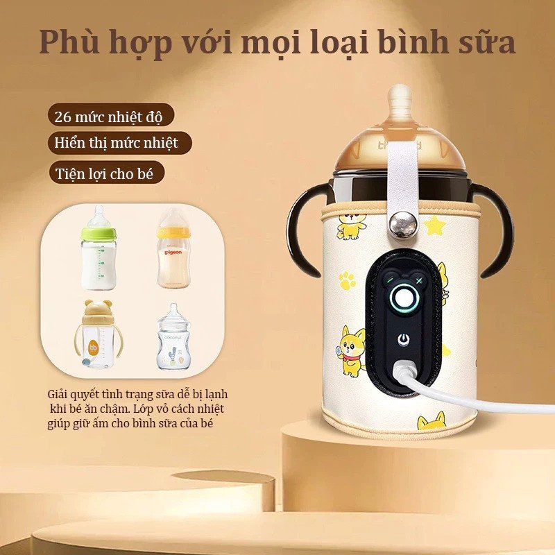 túi ủ bình sữa thông minh 3 mức nhiệt vải polyester chịu nhiệt phù hợp đa loại bình dùng du lịch xe