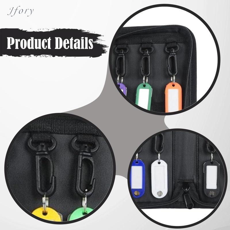 Jfory Hộp đựng chìa khóa di động Hộp đựng túi đựng hộp đựng có móc và thẻ Túi sắp xếp khóa kéo chống cháy cho văn phòng bán hàng tại nhà
