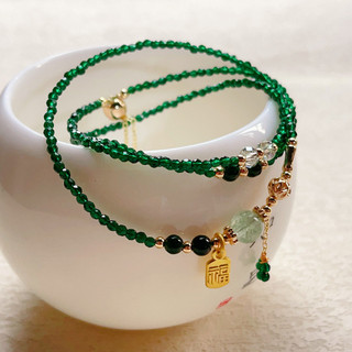 Vòng tay ba vòng đá xanh lục spinel cực mịn, chất lượng 14k
