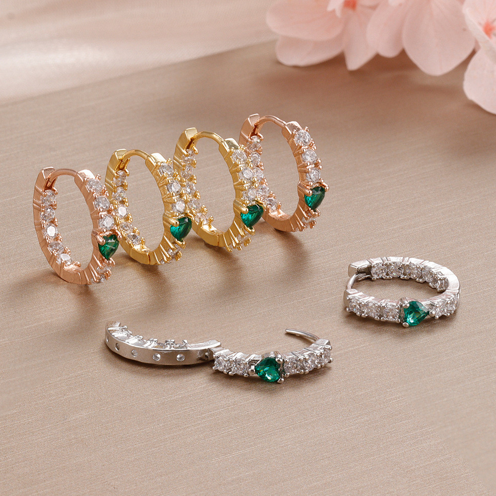 Trái Tim Hình Học Vuông Zircon Bông Tai Niche Tất Cả Trận Đấu Bông Tai Tròn Thời Trang Bông Tai Kim Cương 26.3.24
