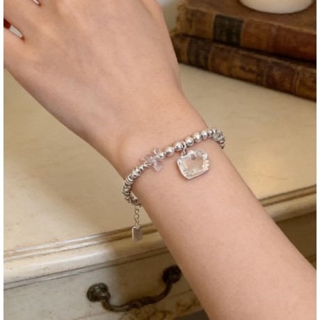 Túi charms mặt dây chuyền mèo ngọt ngào, hạt bạc, phù hợp thời trang cho nữ