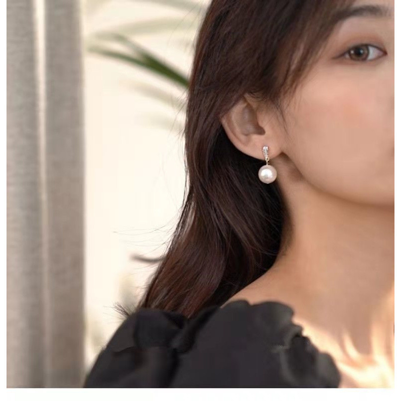 Bông tai đính đá mờ mạ bạc cao cấp cho nữ S925
