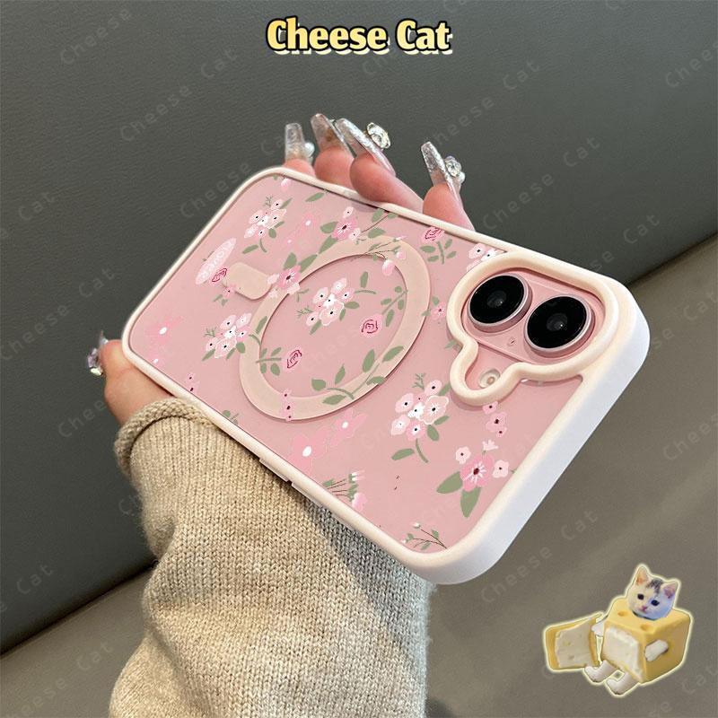 hoa hồng Ốp điện thoại từ tính cho iPhone 11 12 13 14 15 16 17 Pro Max 7 Plus XR Xs Max Vỏ điện thoại màu hồng