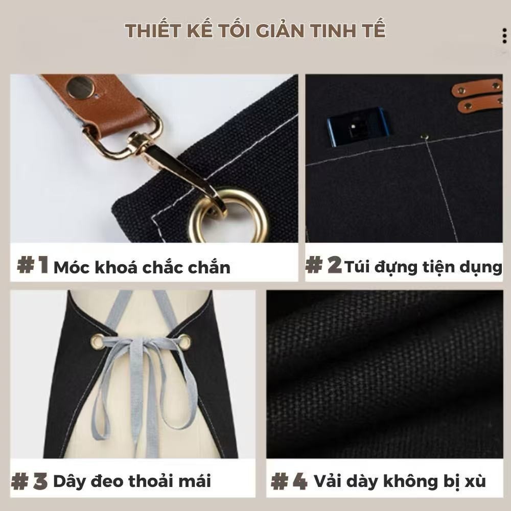 Tạp Dề Vải Bạt  Phù hợp Cho Nhân Viên Tiệm Nails, Pha Chế, Phục Vụ, Làm Bếp ,