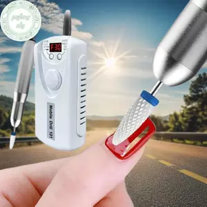 Máy khoan móng tay PUSKY Pro Máy tiện Máy phay móng tay có thể sạc lại Nail Art Máy chà nhám điện Máy đánh bóng động cơ với 6 đầu đánh bóng VN